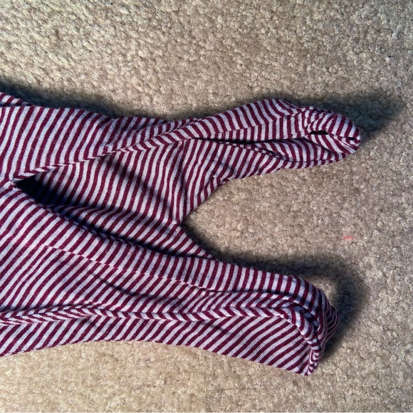 One Shoulder Burgundy Striped Tank - Picture 3 of 5